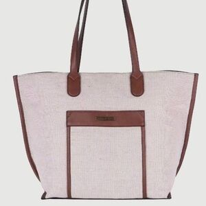 FRYE AND CO. CANVAS TOTE BAG (CREAM & BROWN)
